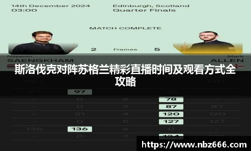 斯洛伐克对阵苏格兰精彩直播时间及观看方式全攻略
